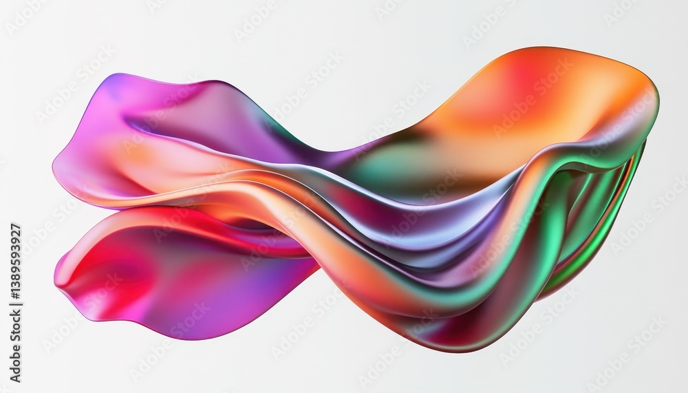 Leinwandbilder Abstract Flowing Fabric with Vibrant Gradient Colors Smooth Texture and Dynamic Motion in a Swirling Pattern Against a Plain Background