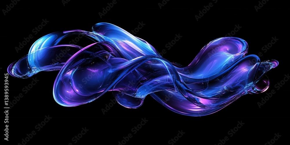 Aufkleber abstract flowing wave shape with dynamic motion in vibrant blue and purple colors glowing fluid desi
