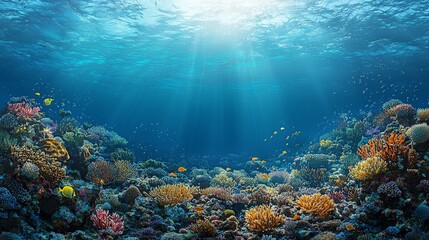 Obraz premium Underwater Coral Reef Sunlight Rays