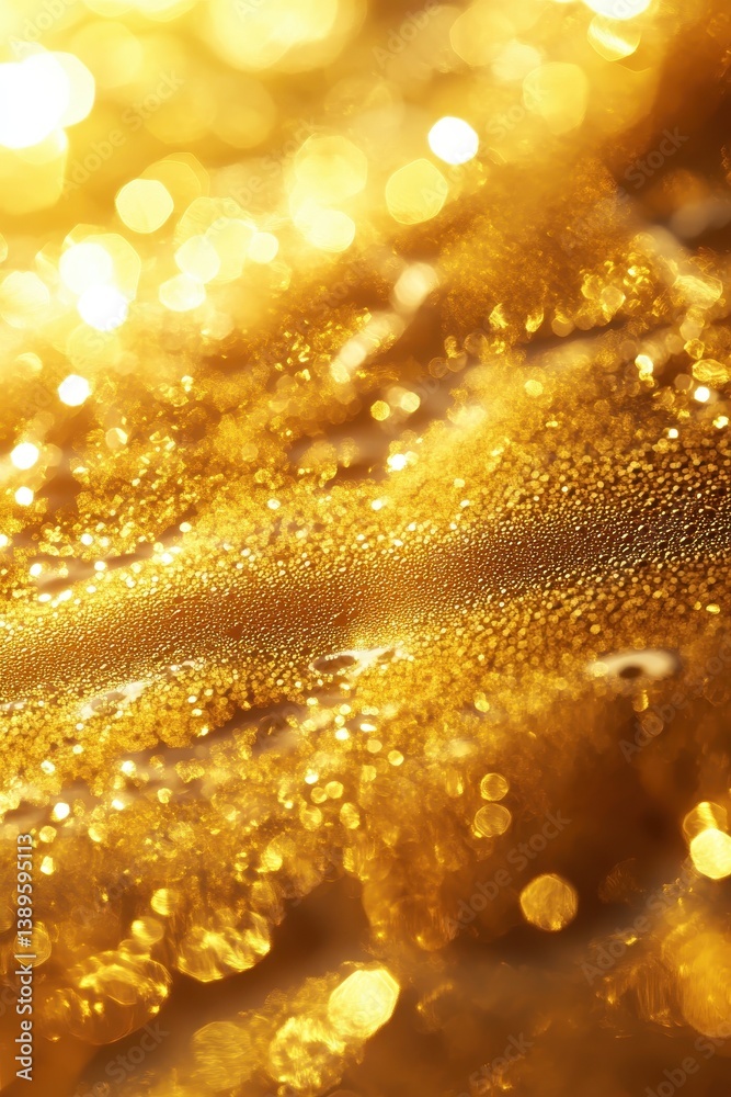 Poster abstract golden glittering background with shimmering sparkles and bright bokeh lights a festive and
