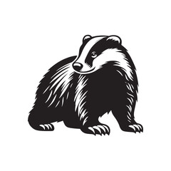 Badger Silhouette - Minimalist Badger Vector - Badger Illustration. Badger Animal Design.