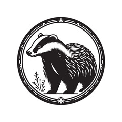 Badger Silhouette - Minimalist Badger Vector - Badger Illustration. Badger Animal Design. © WASEE