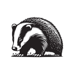 Badger Silhouette - Minimalist Badger Vector - Badger Illustration. Badger Animal Design. © WASEE