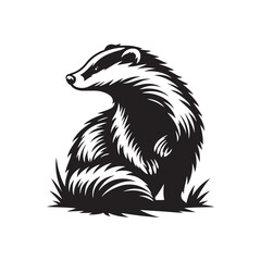 Badger Silhouette - Minimalist Badger Vector - Badger Illustration. Badger Animal Design.