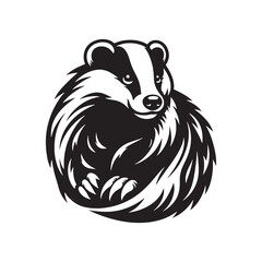 Badger Silhouette - Minimalist Badger Vector - Badger Illustration. Badger Animal Design. © WASEE