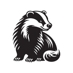 Badger Silhouette - Minimalist Badger Vector - Badger Illustration. Badger Animal Design.