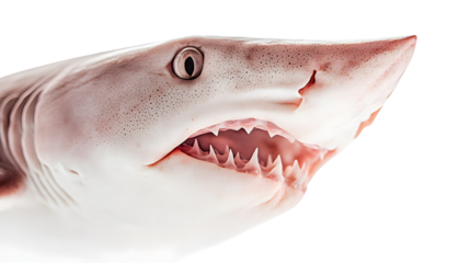 Vicious Shark in Aggressive Stance against White Background for Professional Projects.