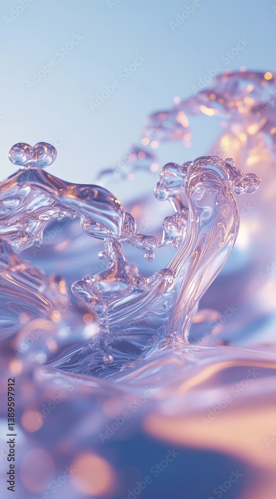 Leinwandbilder Abstract Water Splash with Dynamic Motion and Transparent Texture in Blue and Purple Hues a Refreshing Backdrop with Clean and Clear Liquid