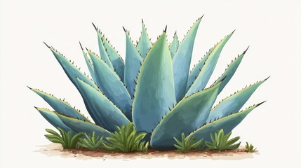 Fototapeta premium Vibrant Agave Plant with Blue Green Leaves and Thorny Edges