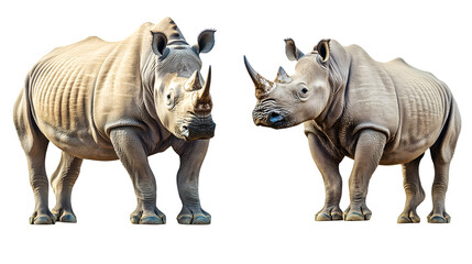 Obraz premium Majestic Rhinoceros Collection: Portrait and Standing Animal Vision in Natural Habitat