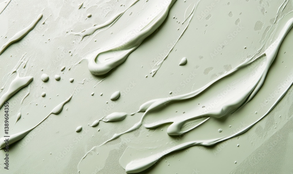Fototapete close up of light green paint swirls creates a textured abstract background with smooth strokes and 