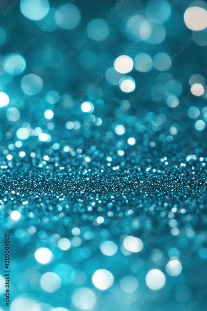 Poster close up turquoise glitter texture with bokeh effect shimmering light and abstract sparkles festive 