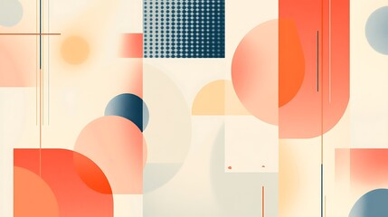 Abstract geometric shapes, pastel color palette background.