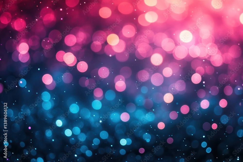 Aufkleber Defocused Bokeh Effect with Pink and Blue Gradient Lighting Creates a Festive and Magical Abstract Background