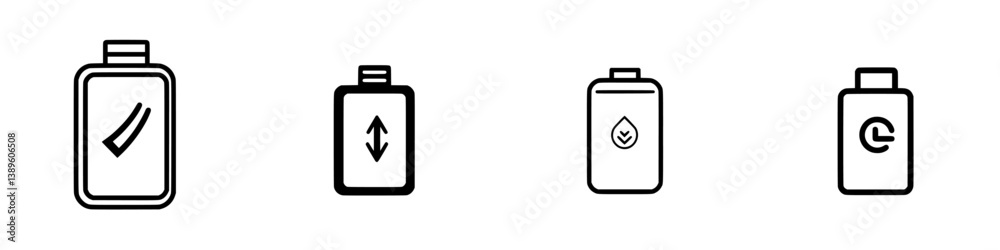 Poster stylish set of minimalist line icons representing various container shapes and designs suitable for 