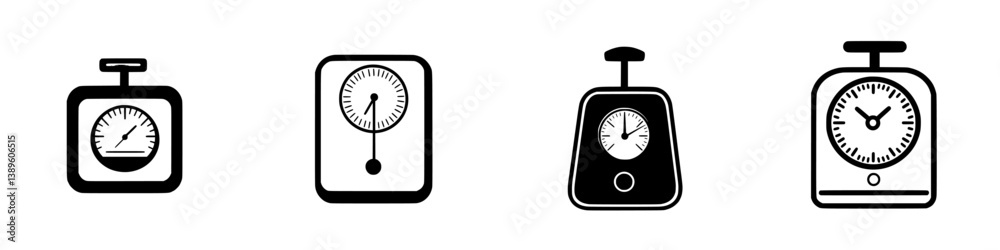 Poster vector minimalist line icons representing various types of measurement instruments such as scales an