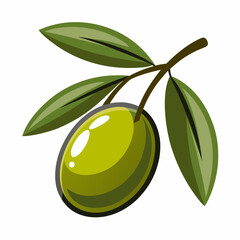 green olives with leaf