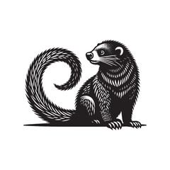 Binturong Silhouette - Minimalist Binturong Vector - Binturong Illustration.