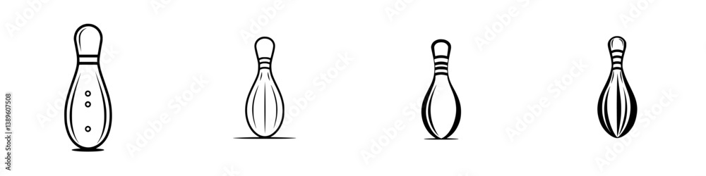 Poster minimalist line icons showcasing bowling pins in a simple and elegant design suitable for various di