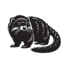 Binturong Silhouette - Minimalist Binturong Vector - Binturong Illustration.