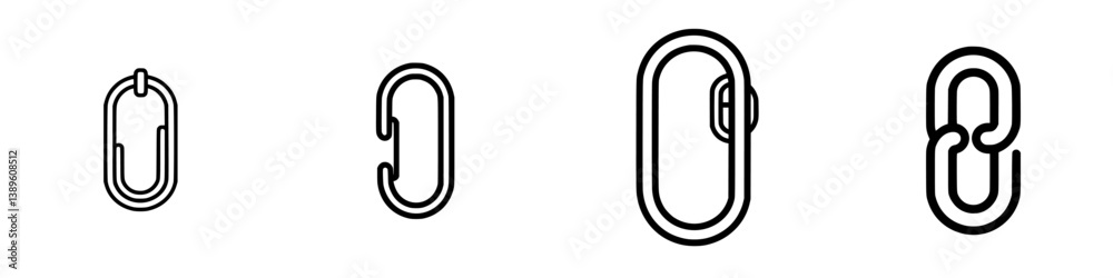 Poster collection of minimalist vector line icons depicting different styles of chain links for graphic des