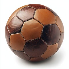 Vintage Leather Soccer Ball: A Classic Football with Brown Tones and Hand-Stitched Details for a Rustic, Traditional Look