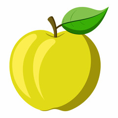 yellow apple with leaf