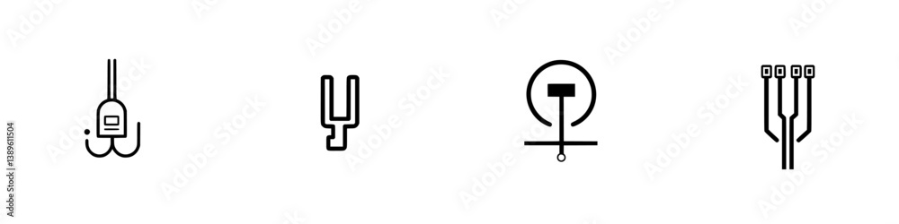 Poster vector minimalist line icons illustrating various tools and equipment in a sleek design suitable for