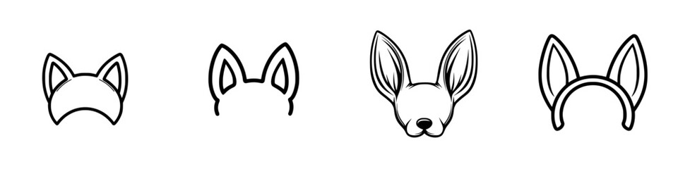 Vector minimalist line icons of various ear designs for creative projects and graphic design purposes
