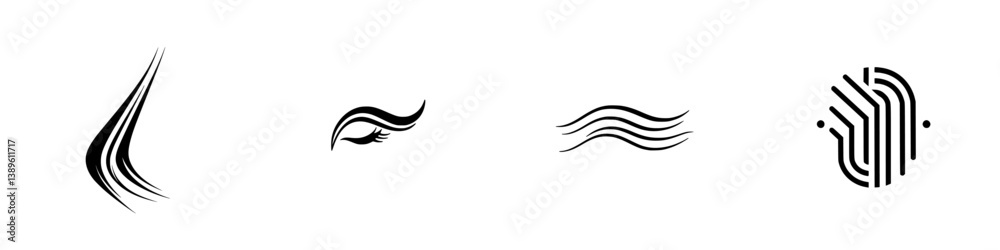 Poster collection of minimalist line icons representing various artistic and abstract elements suitable for
