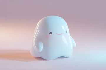 Fototapeta premium Adorable 3D Rendered Ghost Character Design: Cute, Friendly, and Playful Spirit