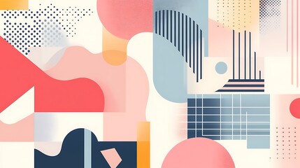 Abstract geometric shapes, pastel colors, modern art.