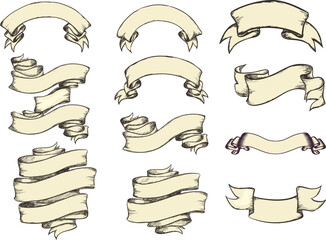 Ribbons collection. Ribbon banner vector art. Ribbons and banners. Flat ribbons. Set of Ribbons and banner. Banner illustration. Set of banner. Set of scroll ribbon, vintage. blank. retro