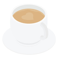 Cup of fresh coffee with latte art design for cafeteria, posters, banners, cards