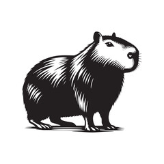Capybara Silhouette - Illustration of Capybara - Capybara Vector - Minimalist Capybara  Animal Design.
