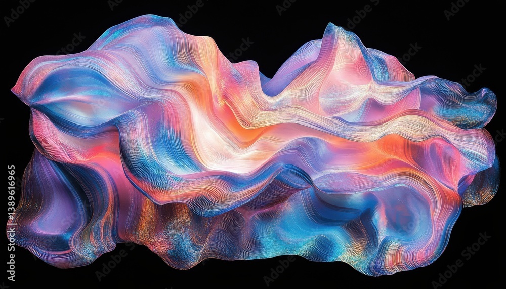 Aufkleber intricate abstract wave pattern with shades of blue pink and orange digital art background texture a
