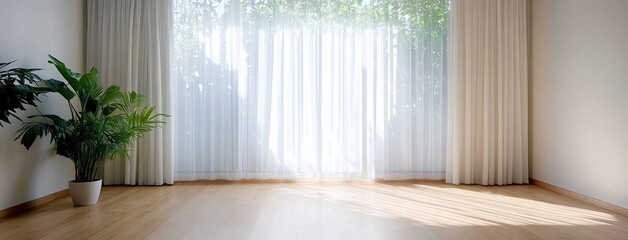 Bright and airy bedroom showcases white oak parquet flooring and large windows offering natural light and a view of the balcony