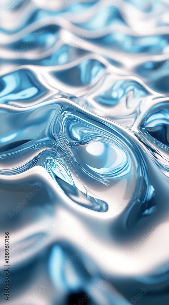 Leinwandbilder iridescent water abstract background with fluid motion dynamic blue waves and clean ripples for mode