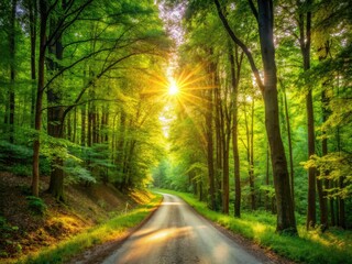 Sun-dappled forest roads, winding paths through autumn leaves and misty mornings, offer scenic travel photography opportunities.