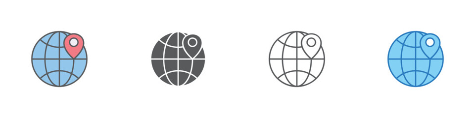 Location Icon Set Multiple Style Vector Collection