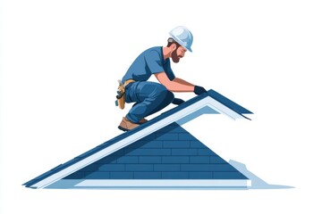 Skilled roofer installing shingles on a residential roof with focus on safety and craftsmanship