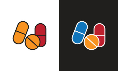 Medical medicine capsule logo icon. Great icon logo for medical, pharmacy, health, education, industry, entertainment and web.