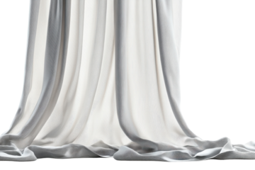 Elegant Sheer Curtains with Abstract Grey and White Pattern Draped on White Background
