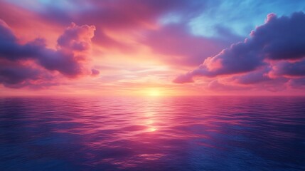 Fototapeta premium Ocean Sunset: Serene Pink and Blue Hues