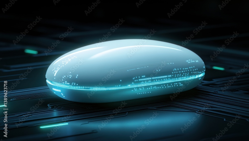 Aufkleber white rounded technology device over circuit board background with glowing blue light futuristic inn