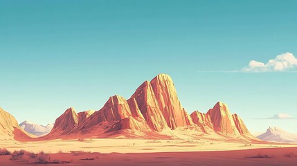 Naklejka premium Majestic desert mountain range under a clear sky.