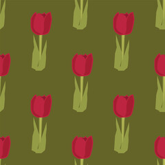 tulips floral background. Vector flower pattern