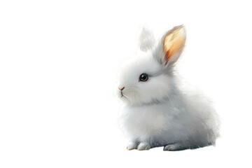 Obraz premium Adorable fluffy white bunny rabbit soft gentle light peaceful serene image pure white background