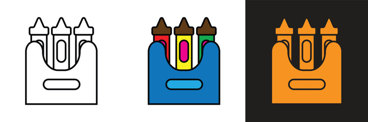 colored pencil set icon in a box container. Office, school, shopping, web and business logo icons.
