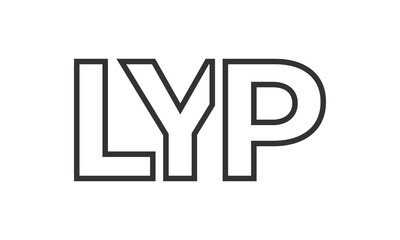 LYP logo design template with strong and modern bold text. Initial based vector logotype featuring simple and minimal typography. Trendy company identity.